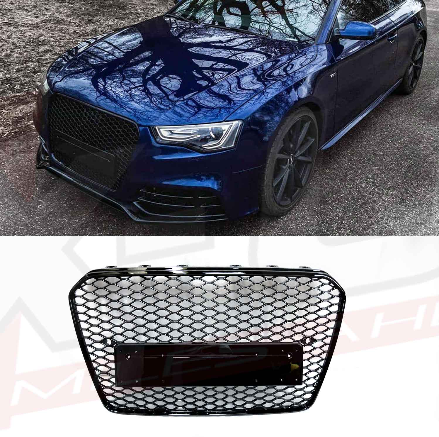 antyder værktøj beslag Audi A5 S5 RS5 2012- 2015 to RS5 style honeycomb mesh grill gloss black