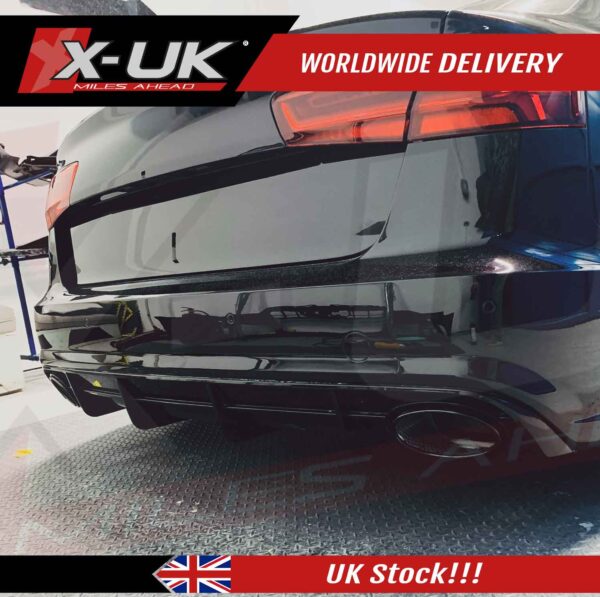 RS6 style rear diffuser for Audi A6 C7 S-line 2016-2018 black edition