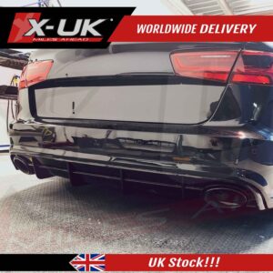 RS6 style rear diffuser for Audi A6 C7 S-line 2016-2018 black edition