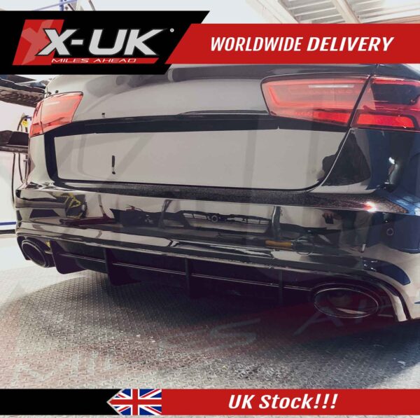 RS6 style rear diffuser for Audi A6 C7 S-line 2016-2018 black edition