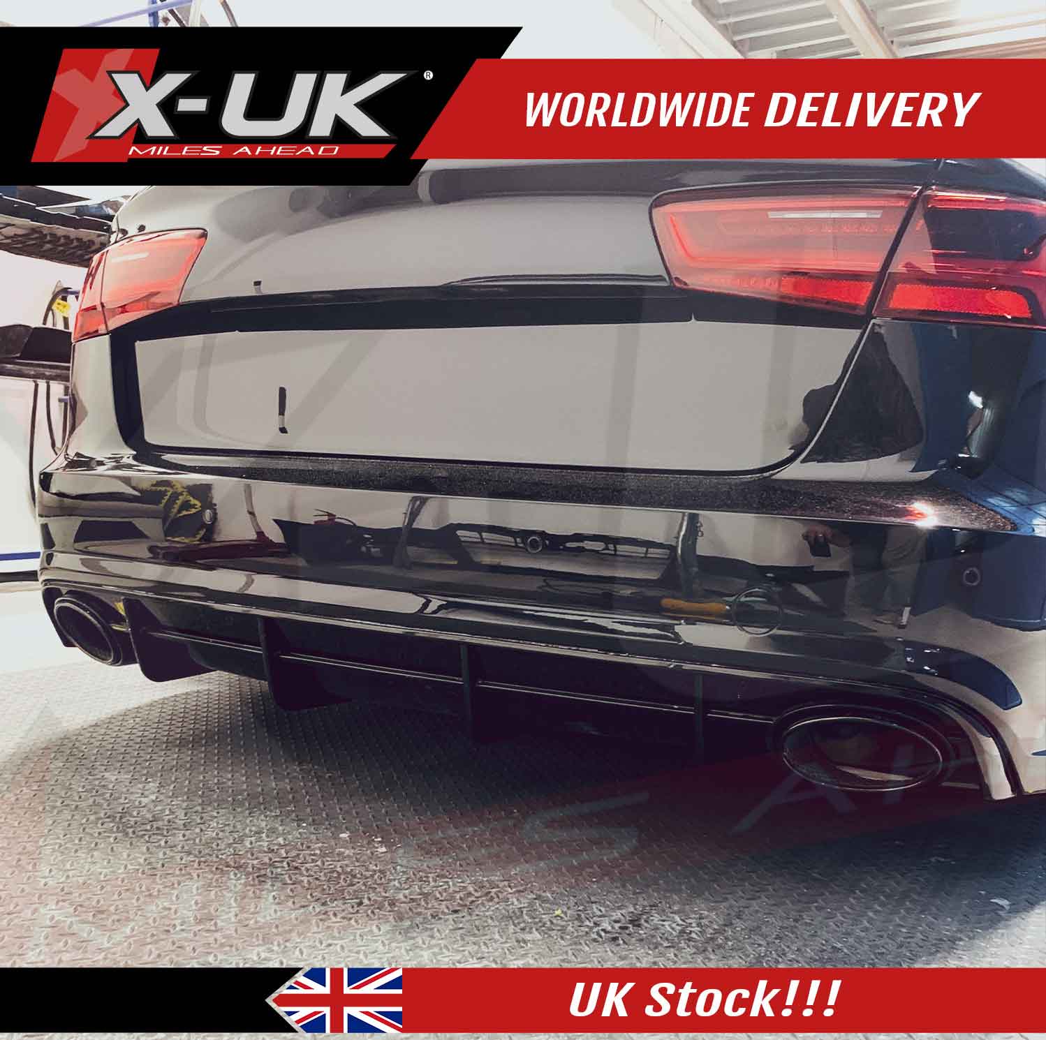 Audi A6 rear diffuser RS6 style C7 S-line 2016-2018 black edition