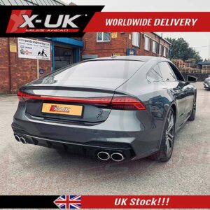 Audi A7 4K8 Sline 2018-2020 gloss black front splitter and rear diffuser