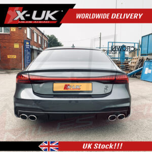 Audi A7 S- line S7 style 2018- 2020 4K8 rear diffuser gloss black with pipes