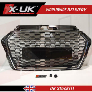 Audi A3 S3 8V 2016-2019 to RS3 style front grill gloss black and chrome