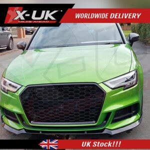 RS3 style front honeycomb grill gloss black for Audi A3 S3 8V 2016-2019