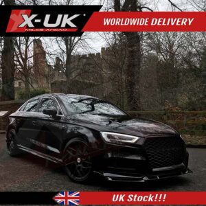 RS3 style front honeycomb grill gloss black for Audi A3 S3 8V 2016-2019