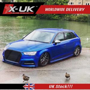 RS3 style front honeycomb grill gloss black for Audi A3 S3 8V 2016-2019