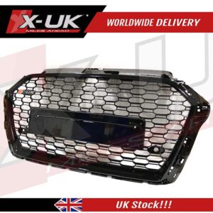 RS3 style front honeycomb grill gloss black for Audi A3 S3 8V 2016-2019