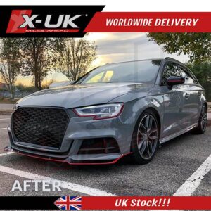 RS3 style front honeycomb grill gloss black for Audi A3 S3 8V 2016-2019