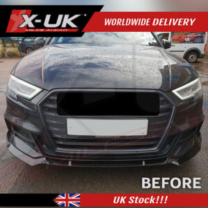 RS3 style front honeycomb grill gloss black for Audi A3 S3 8V 2016-2019