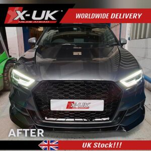 RS3 style front honeycomb grill gloss black for Audi A3 S3 8V 2016-2019