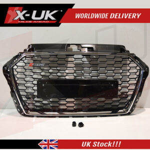 Audi A3 S3 8V 2016-2019 to RS3 style front grill gloss black and chrome