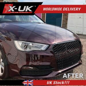 RS3 style front grill gloss black for Audi A3 S3 8V 2012-2015