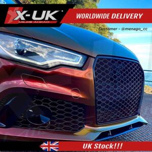 audi rs6 style gloss black honeycomb mesh grill