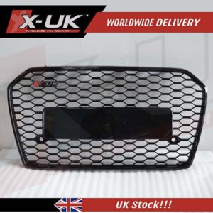 RS6 style front grill gloss black for Audi A6 S6 C7 2015-2018