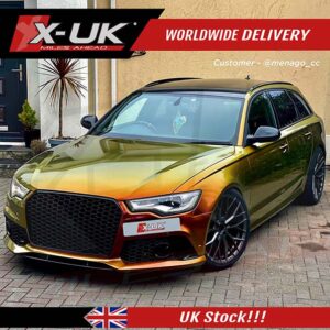 RS6 style front grill gloss black for Audi A6 S6 C7 2015-2018