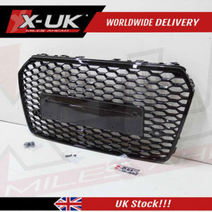 RS7 style honeycomb mesh grill gloss black for Audi A7 S7 2015-2017