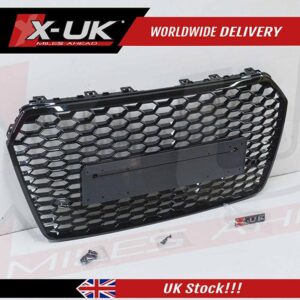 RS7 style honeycomb mesh grill gloss black for Audi A7 S7 2015-2017