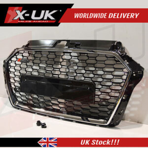 Audi A3 S3 8V 2016-2019 to RS3 style front grill gloss black and chrome