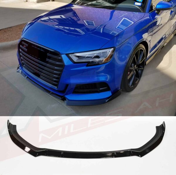 Audi A3 8V S-Line S3 Saloon 2016-2018 gloss black front splitter lip