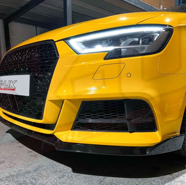 Audi A3 8V S-Line S3 Saloon 2016-2018 gloss black front splitter lip