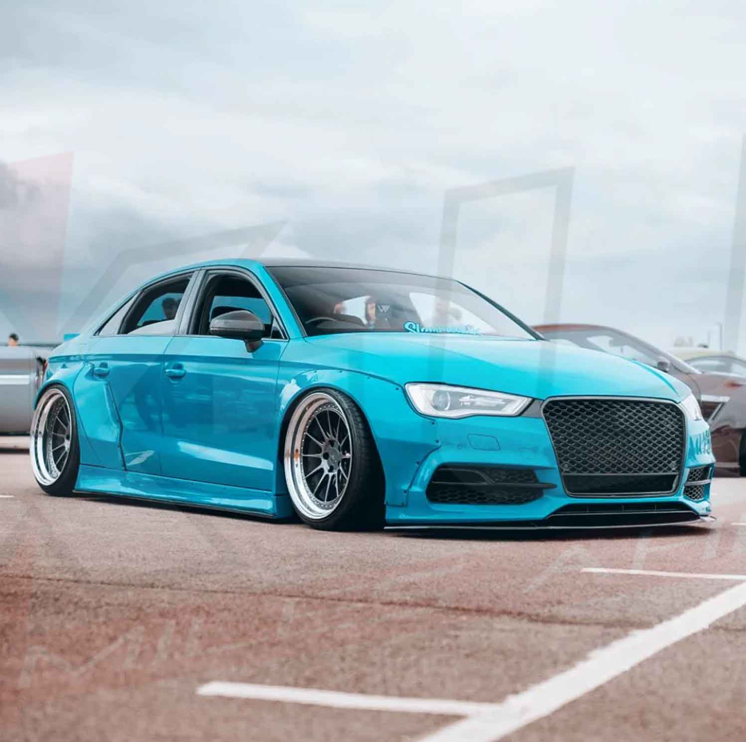 thumbnail image 2 of 8Pcs Gloss Black ABS Body Kit – Front Bumper Lip Splitter, Side Skirt Trim, Rear Splitters For Audi A3 A4 A5 A6 S5 S6 2 of 3