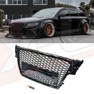 Audi A4 S4 2008-2012 B8 to RS4 style honeycomb mesh grill gloss black