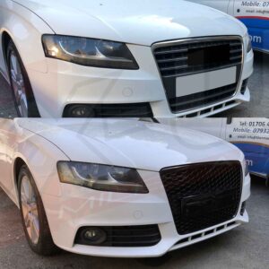 Audi A4 S4 2008-2012 B8 to RS4 style honeycomb mesh grill gloss black