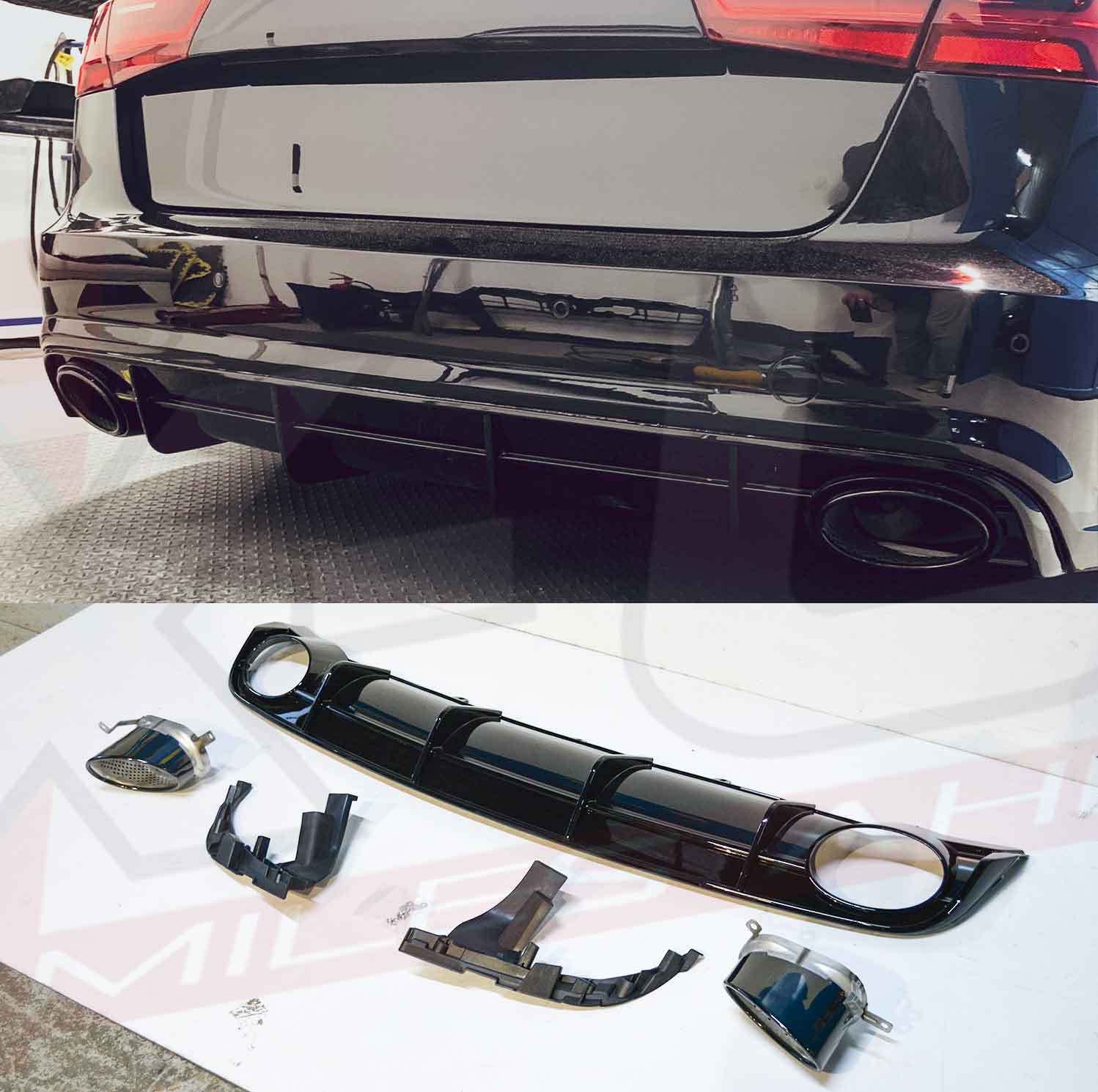 Audi A6 rear diffuser RS6 style C7 S-line 2016-2018 black edition