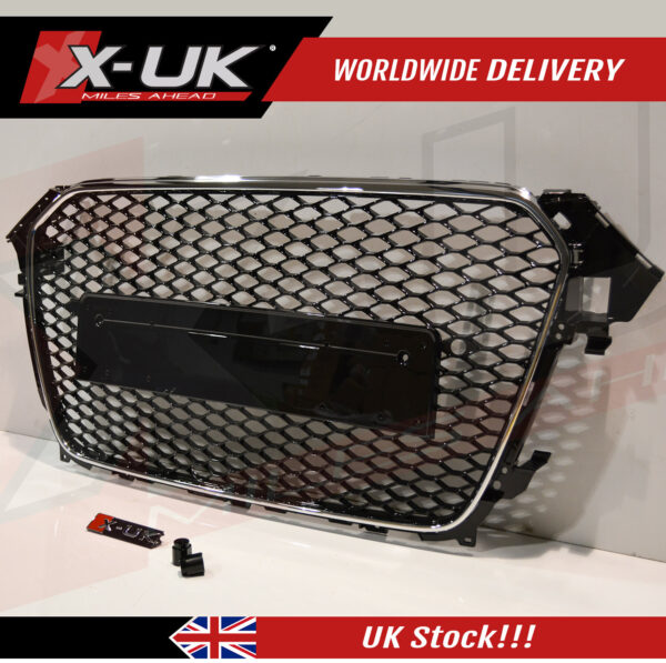 RS4 style front grill black and chrome for Audi A4 S4 B8.5 2013-2015