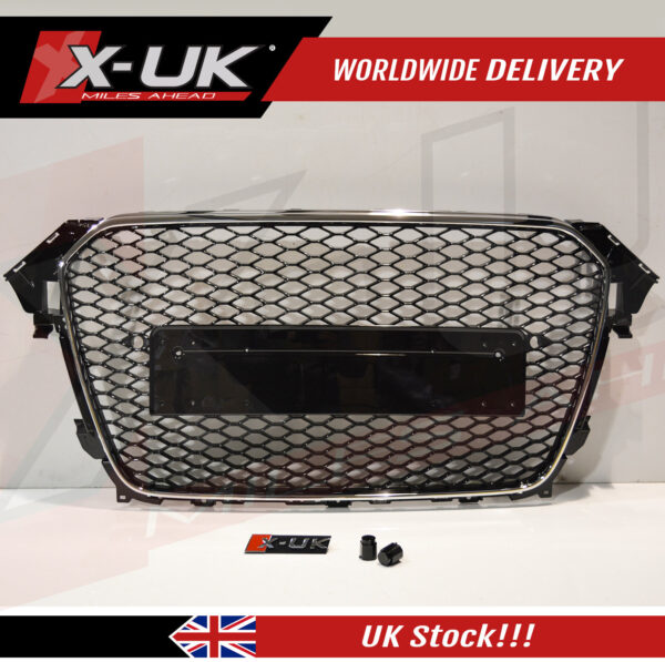 RS4 style front grill black and chrome for Audi A4 S4 B8.5 2013-2015