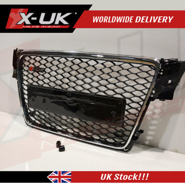 RS4 style front grill for Audi A4 S4 2008-2012 B8 black with chrome surround