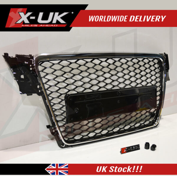 RS4 style front grill for Audi A4 S4 2008-2012 B8 black with chrome surround