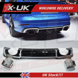 RS3 style rear diffuser for Audi A3 8V S-line S3 Saloon 2016-2019