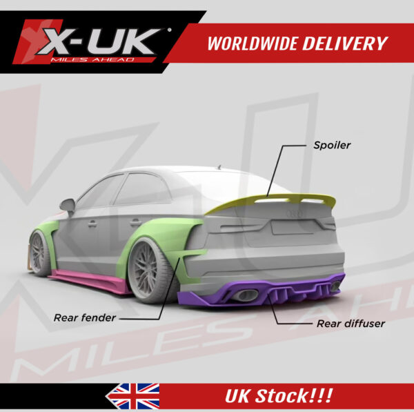 Audi RS3 8V Saloon Rear Diffuser Valance FRP 2016-2020