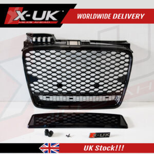 RS4 style front grill gloss black for Audi A4 B7 2004-2008