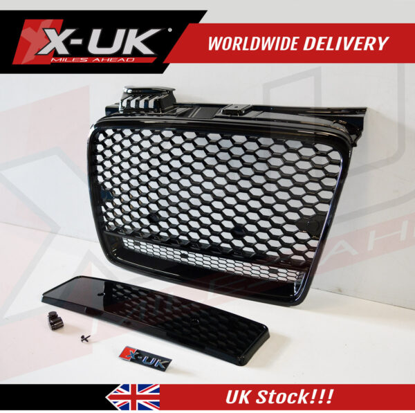 RS4 style front grill gloss black for Audi A4 B7 2004-2008