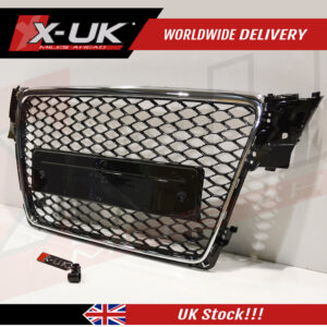 RS4 style front grill for Audi A4 S4 2008-2012 B8 black with chrome surround