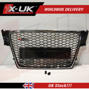 RS4 style front grill for Audi A4 S4 2008-2012 B8 black with chrome surround