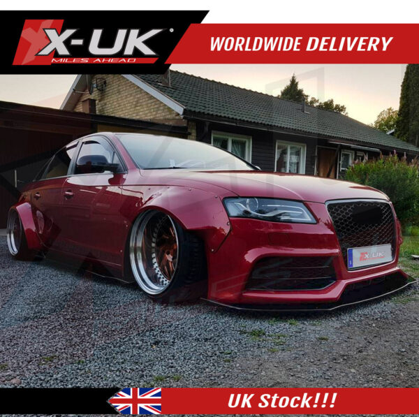 Audi A4 S4 RS4 2008-2012 B8 black FRP lip kit extension splitter side skirts