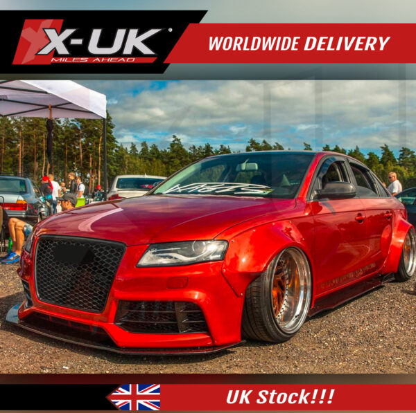 Audi A4 S4 RS4 2008-2012 B8 black FRP lip kit extension splitter side skirts