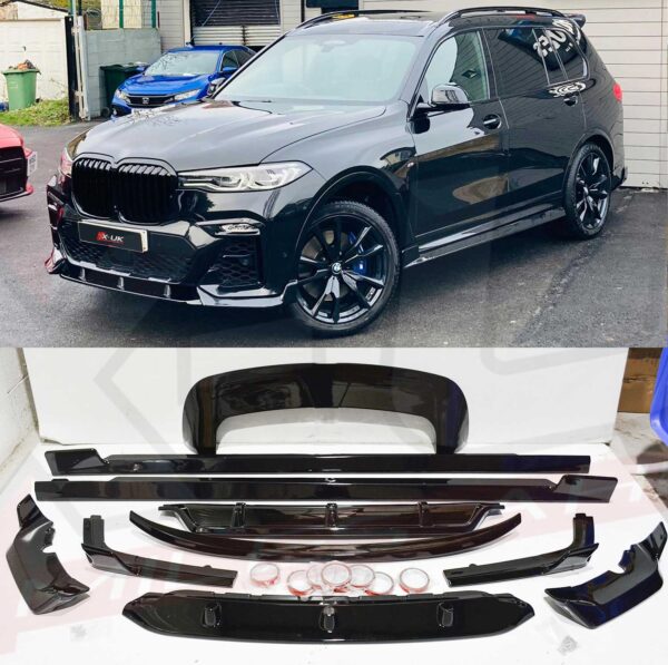 BMW X7 2019-2020 G07 body kit carbon fiber look front splitter diffuser side skirts spoilers