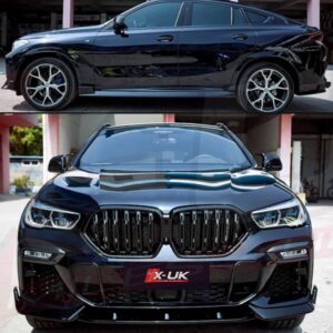 BMW X6 2019-2020 G06 body kit carbon fiber look front splitter diffuser side skirts