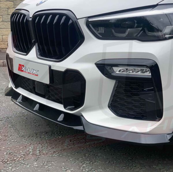 BMW X6 2019-2020 G06 body kit gloss black front splitter diffuser side skirts