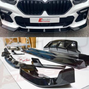 BMW X6 2019-2020 G06 body kit gloss black front splitter diffuser side skirts