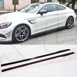 Mercedes C63 W205 C43 AMG gloss black side skirts extensions