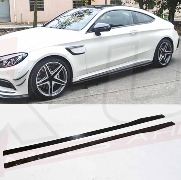 Mercedes C63 W205 C43 AMG gloss black side skirts extensions