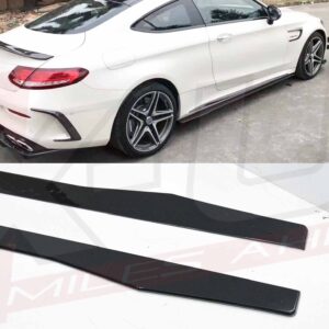 Mercedes C63 W205 C43 AMG gloss black side skirts extensions