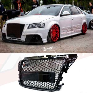 Audi A3 S3 8P 2009-2012 to RS3 style honeycomb mesh grill gloss black