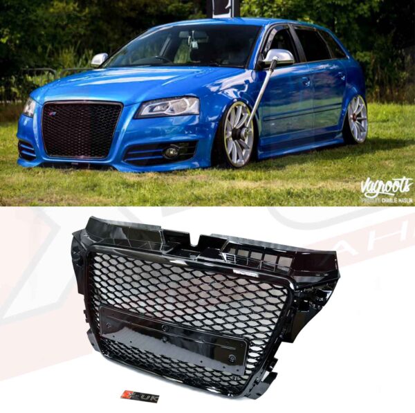 Audi A3 S3 8P 2009-2012 to RS3 style honeycomb mesh grill gloss black